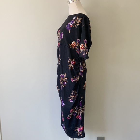 NWT Maternity Black Floral Bardot Midi Dress - Picture 5 of 11